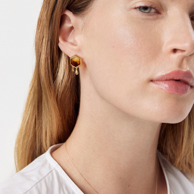 Kolczyki srebrne z bursztynem Miodowa