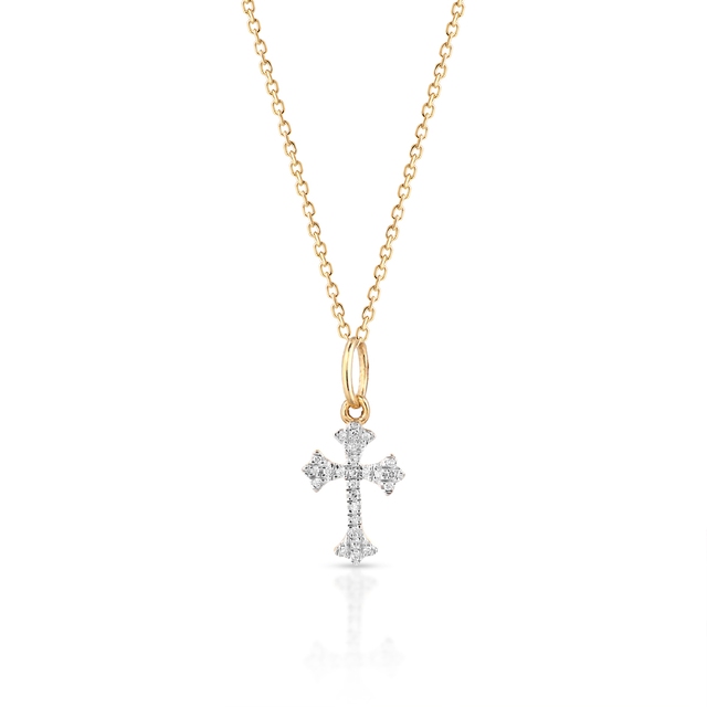 Wisiorek złoty krzyżyk z diamentami