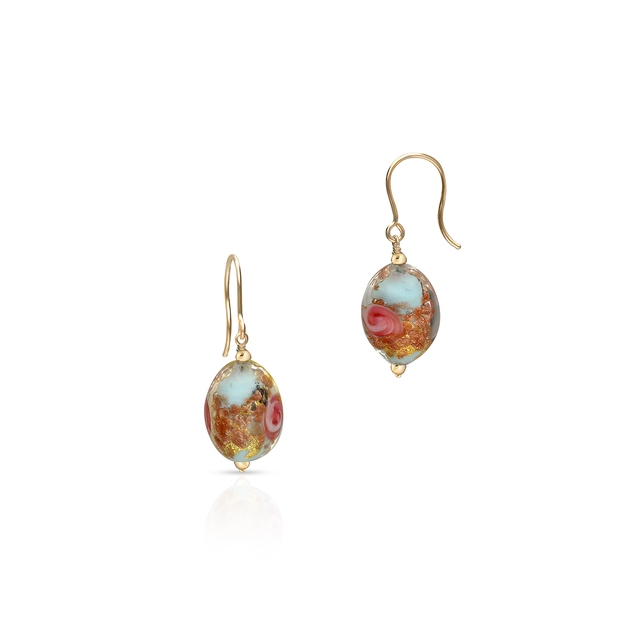 Kolczyki złote ze szkłem Murano