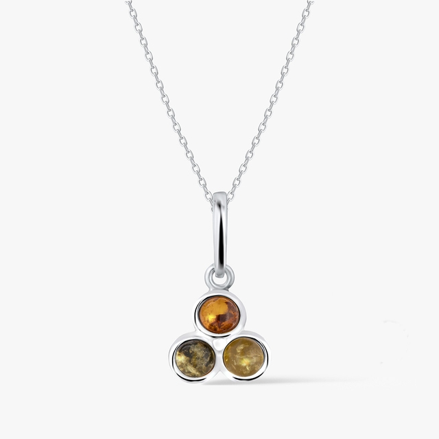 Wisiorek srebrny z bursztynami