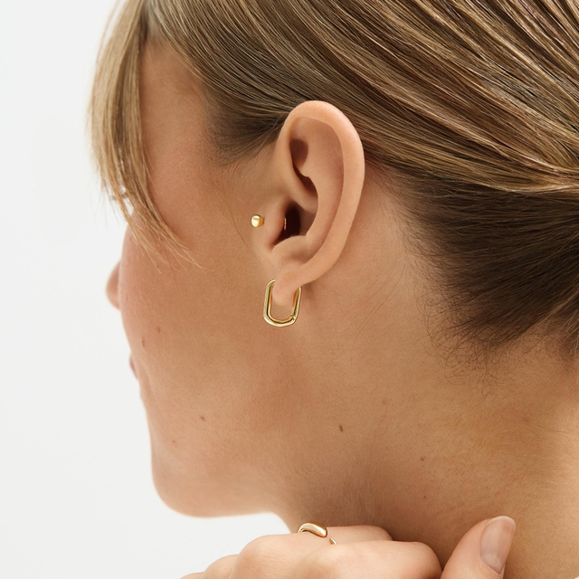 Kolczyk srebrny pozłacany kulka