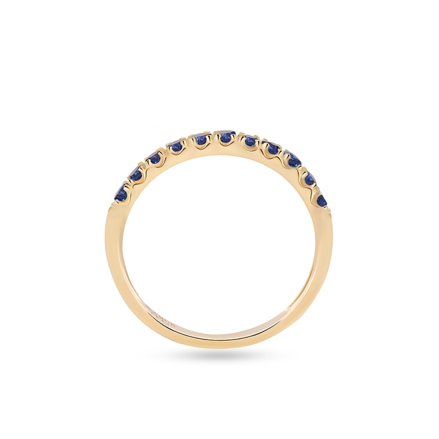 Pierścionek złoty z szafirami Trio