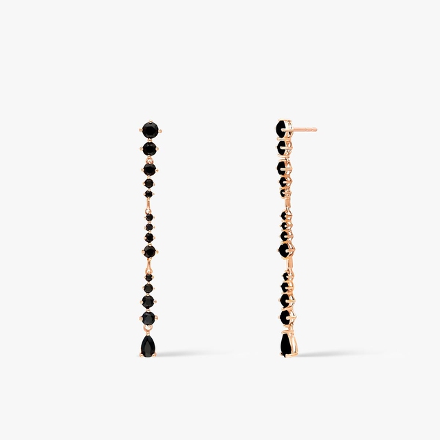 Kolczyki różowe złoto z czarnymi szafirami