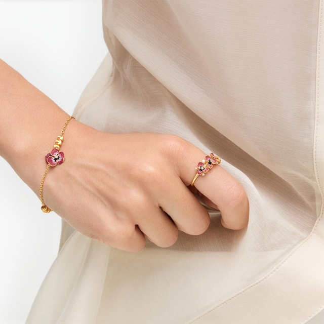 Pierścionek srebrny Kwiaty Nocy Bratki