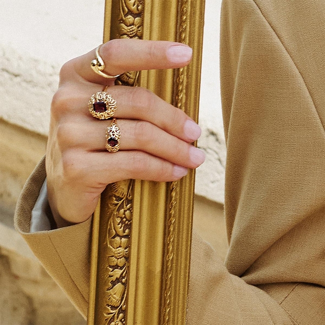 Pierścionek złoty z rodolitem Royal Star