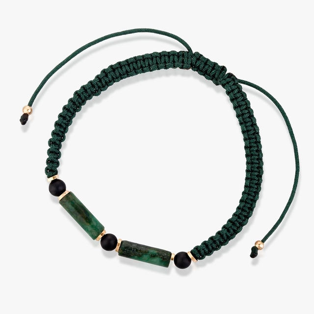 Bransoleta sznurkowa z onyksami i jadeitami