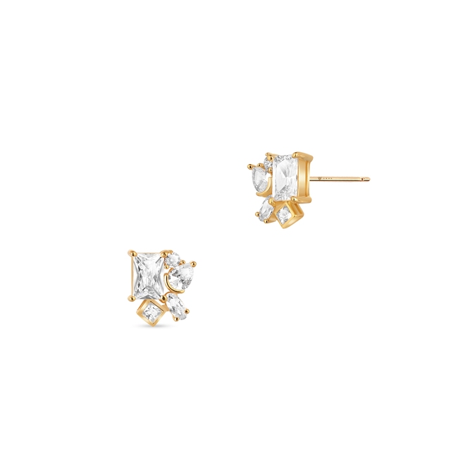 Kolczyki srebrne pozłacane z cyrkoniami