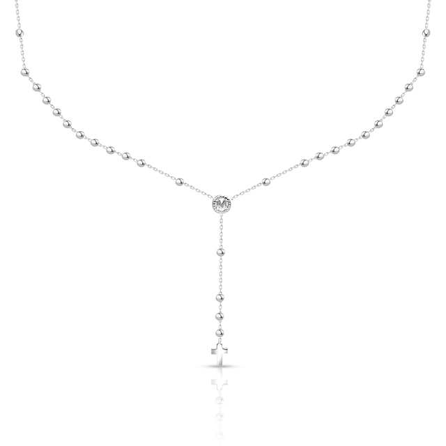 Naszyjnik srebrny z kulkami krzyżyk