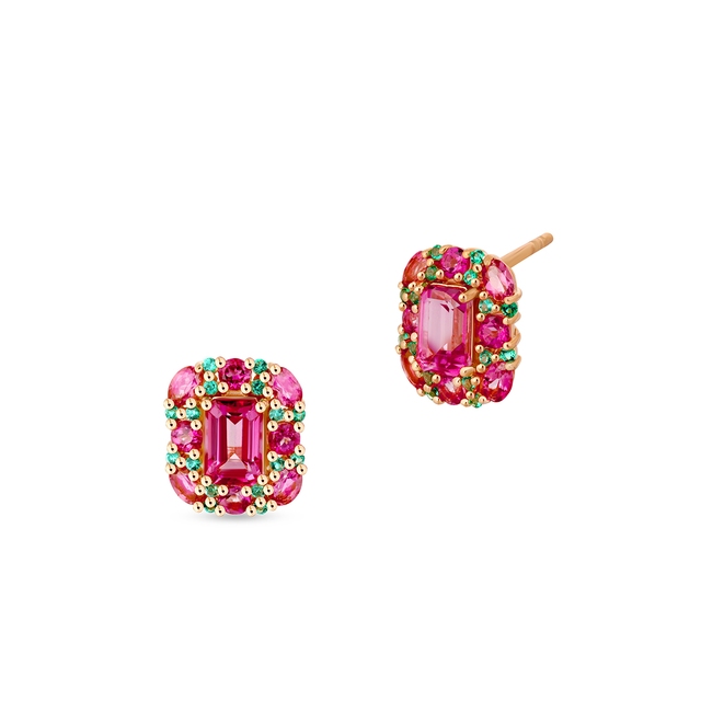 Kolczyki srebrne z różowymi topazami Szekspirowska