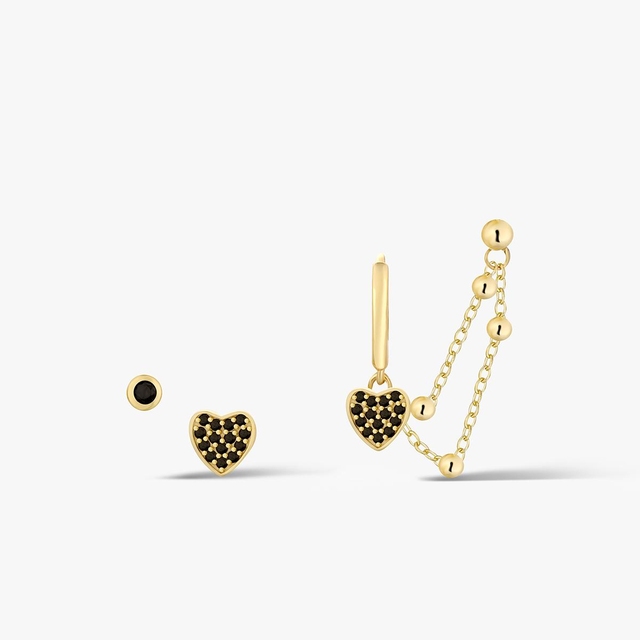 Kolczyki srebrne asymetryczne z czarnymi cyrkoniami