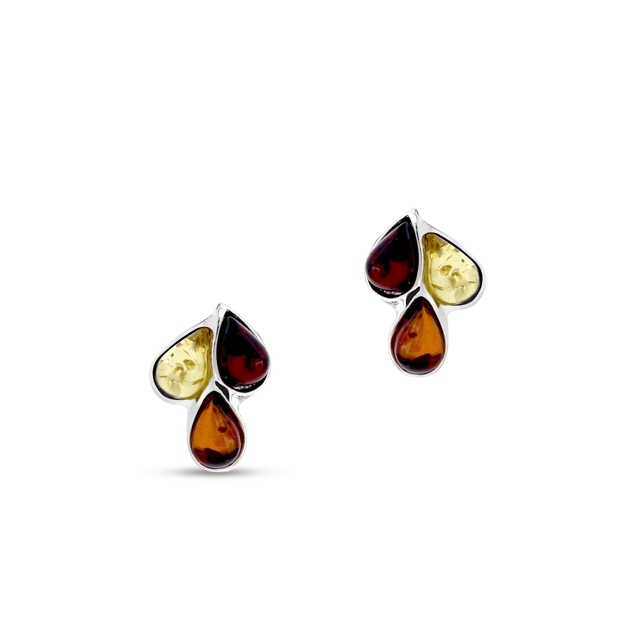 Kolczyki srebrne z bursztynami
