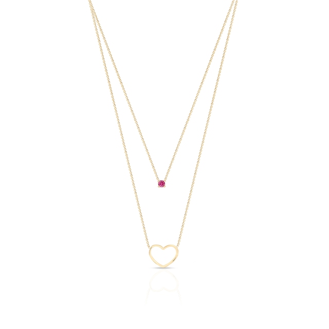 Naszyjnik złoty kaskadowy z sercem i cyrkonią