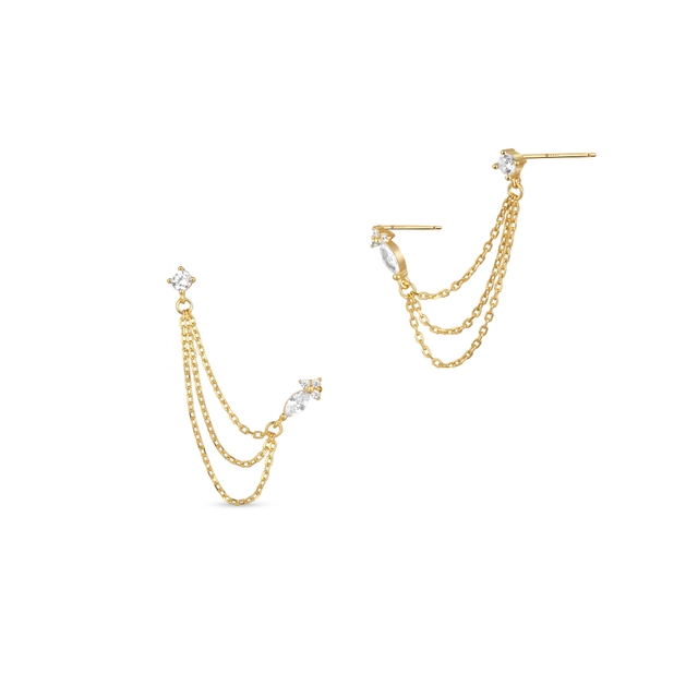 Kolczyki srebrne pozłacane z cyrkoniami