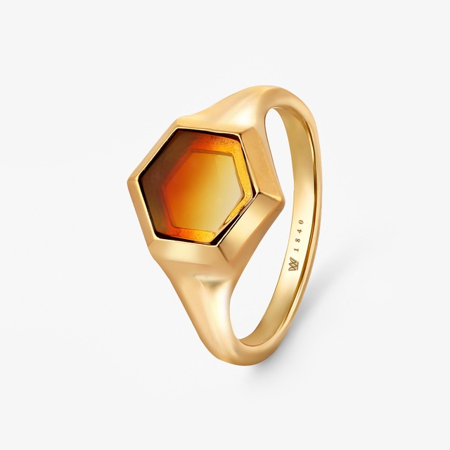 Pierścionek srebrny z bursztynem Miodowa