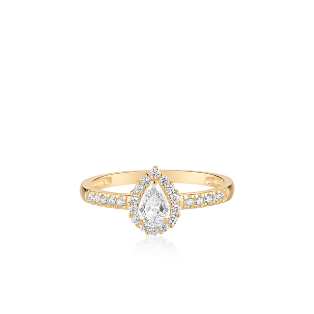 Pierścionek złoty z cyrkoniami