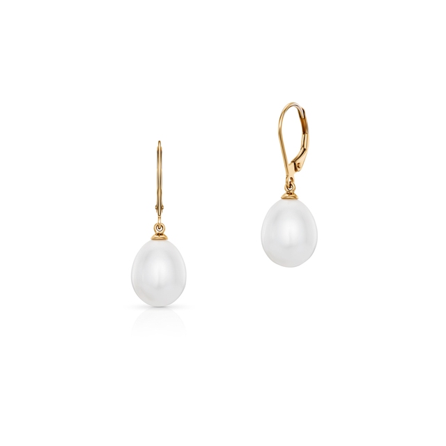 Kolczyki żółte złoto perły