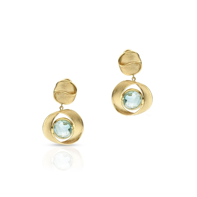 Kolczyki złote z topazami sky blue