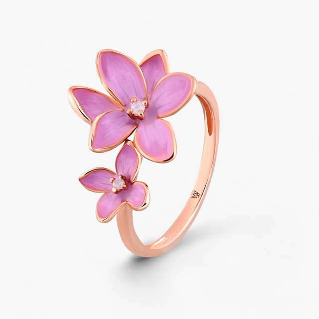 Pierścionek srebrny Kwiaty Nocy Różowy Bez