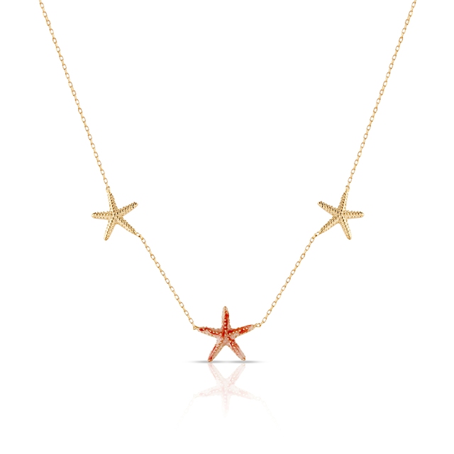 Naszyjnik złoty z rozgwiazdami Santorini