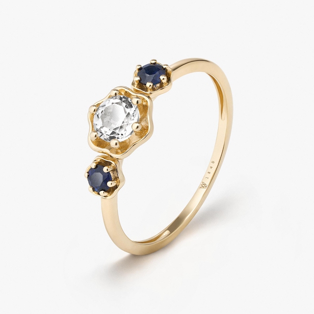 Pierścionek złoty Kwiaty Nocy Borówka