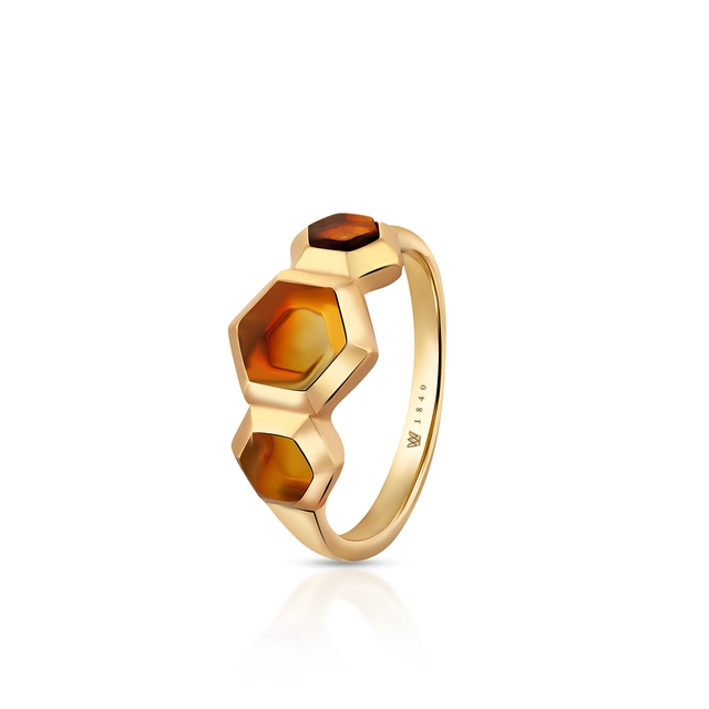 Pierścionek srebrny z bursztynem Miodowa