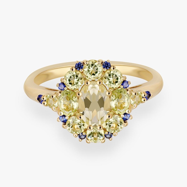 Pierścionek srebrny z oliwinami Szekspirowska