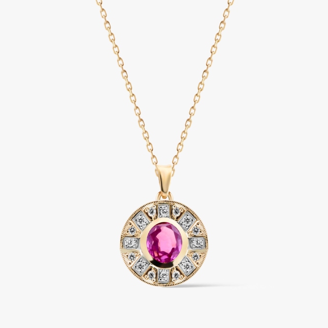 Wisiorek złoty z szafirem i brylantami