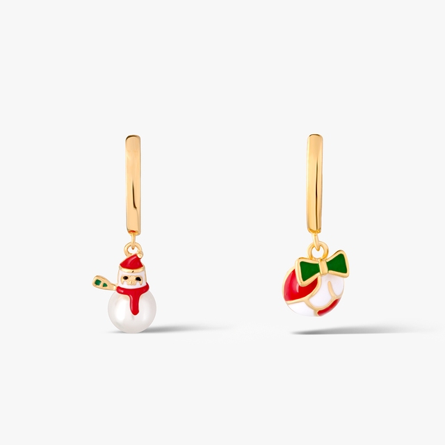 Kolczyki srebrne z perłą i kolorową emalią