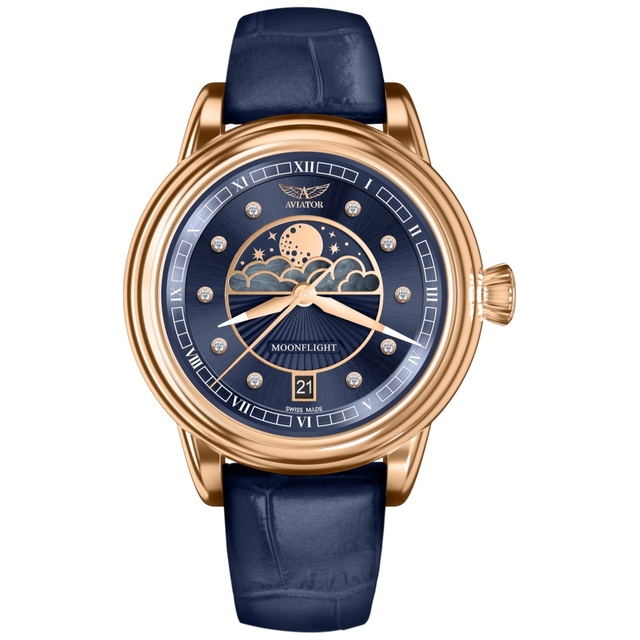 ZEGAREK AVIATOR DOUGLAS MOONFLIGHT DIAMOND EDITION