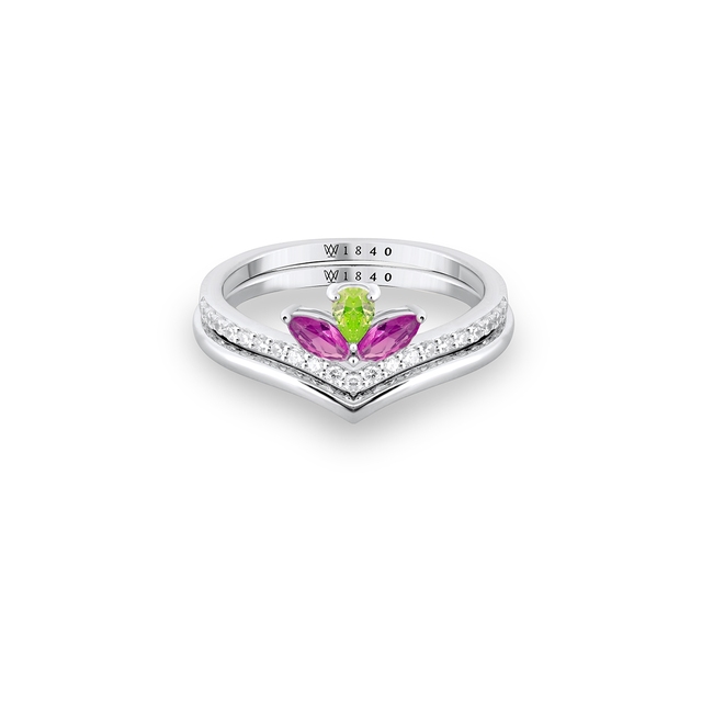 Pierścionek srebrny z kolorowymi kamieniami Mozaika