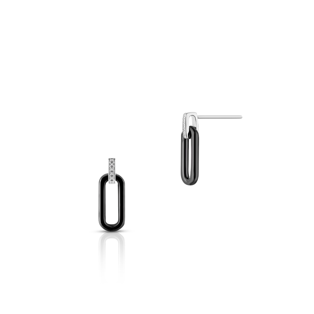 Kolczyki srebrne z czarną ceramiką