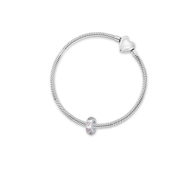 Zawieszka srebrna różowe serca Lovely Beads