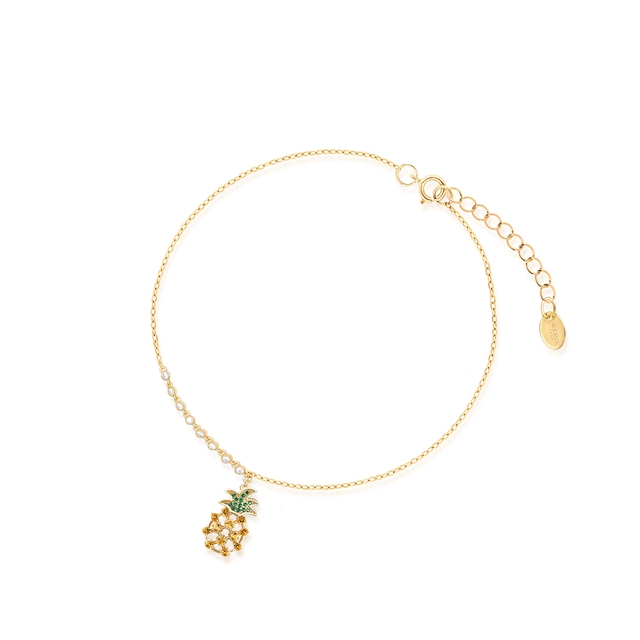 Bransoleta srebrna pozłacana z ananasem