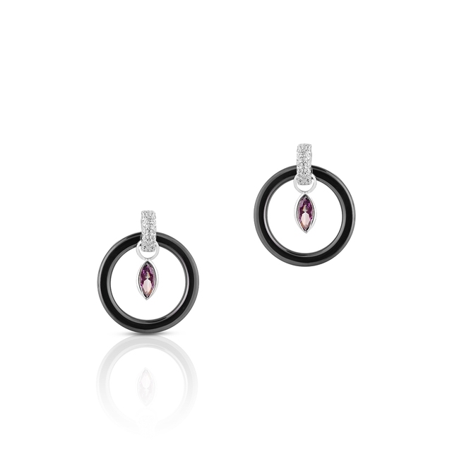 Kolczyki srebrne z czarną ceramiką