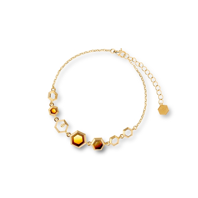 Bransoleta srebrna z bursztynem Miodowa