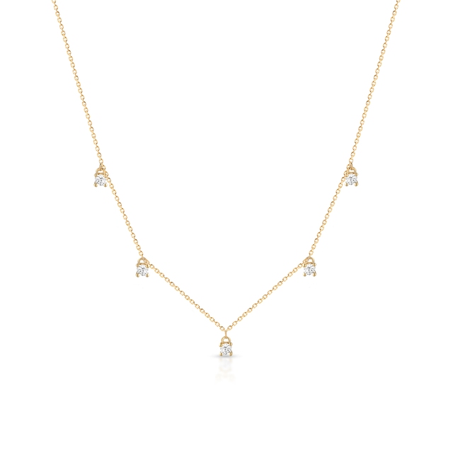 Naszyjnik  złoty z wiszącymi cyrkoniami