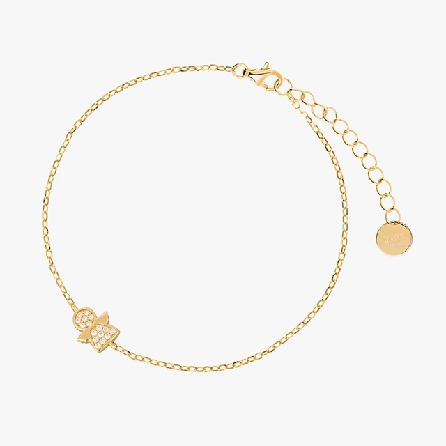 Bransoleta srebrna pozłacana z aniołkiem