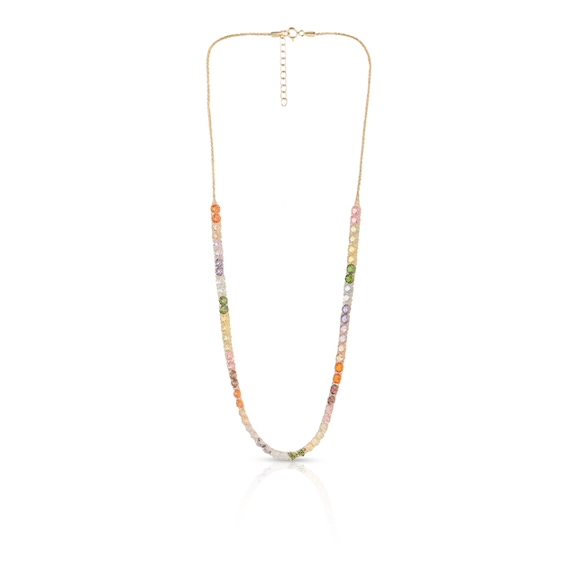 Naszyjnik złoty z kolorowymi cyrkoniami W.KRUK