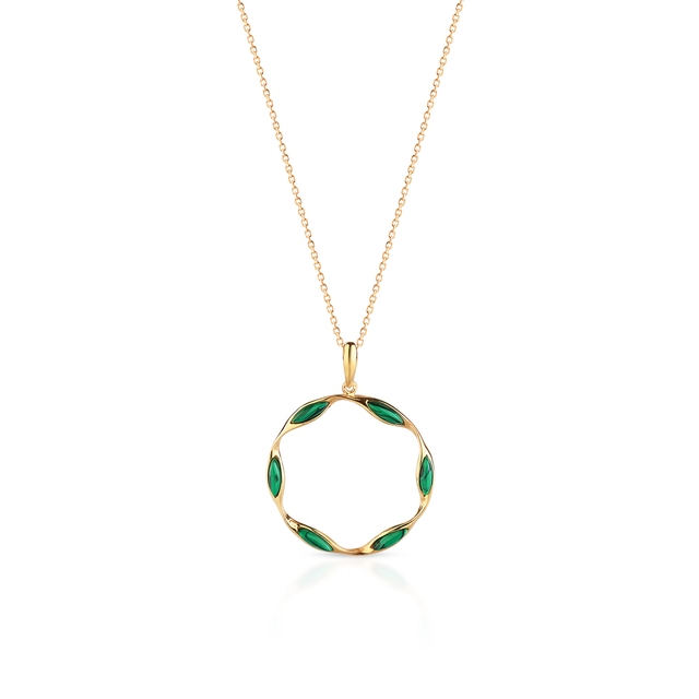 Wisiorek srebrny pozłacany z malachitem