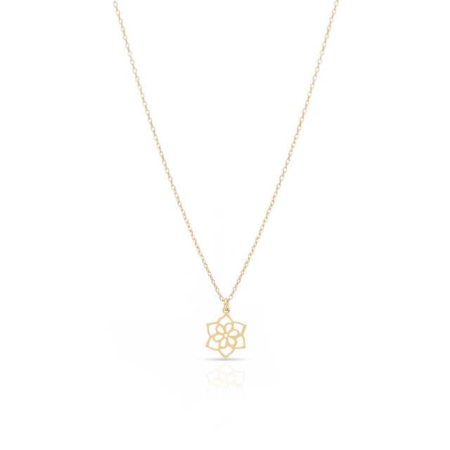 Naszyjnik srebrny pozłacany z ażurowym kwiatem