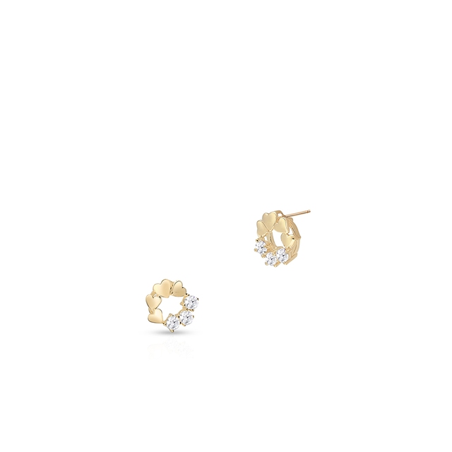 Kolczyki srebrne pozłacane serca z cyrkoniami