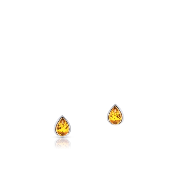 Kolczyki srebrne z bursztynami