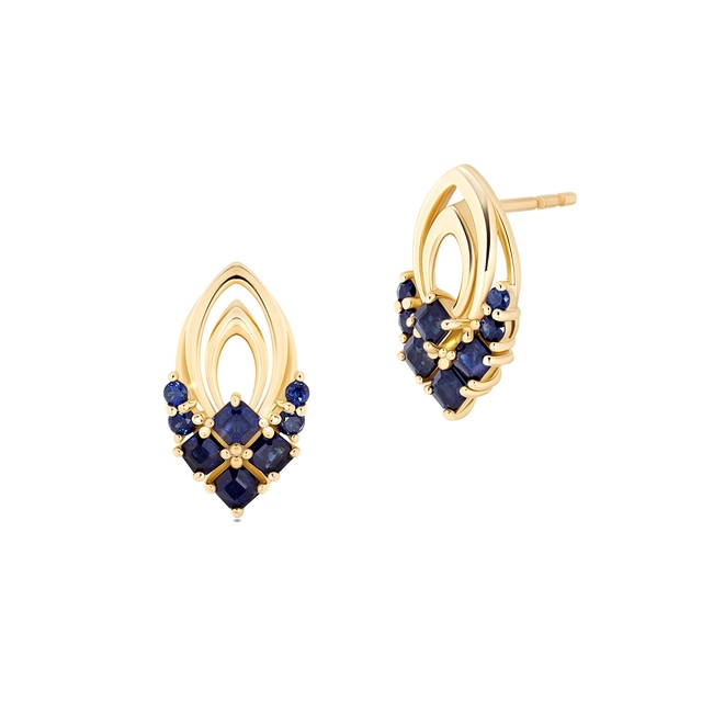 Kolczyki złote z szafirami Trio
