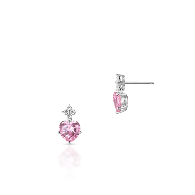 Kolczyki srebrne różowe serce