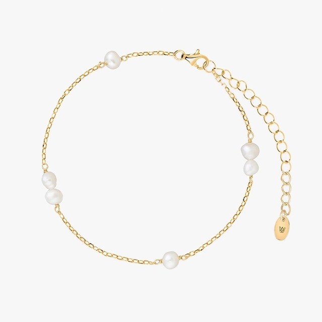 Bransoleta srebrna pozłacana z perłami