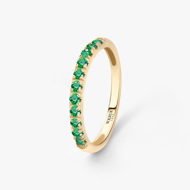 Pierścionek złoty ze szmaragdami TRIO