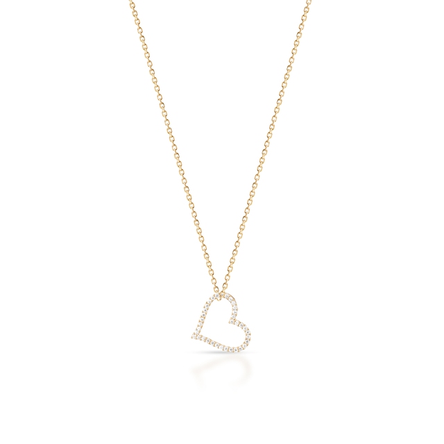 Wisiorek złoty serce z cyrkoniami