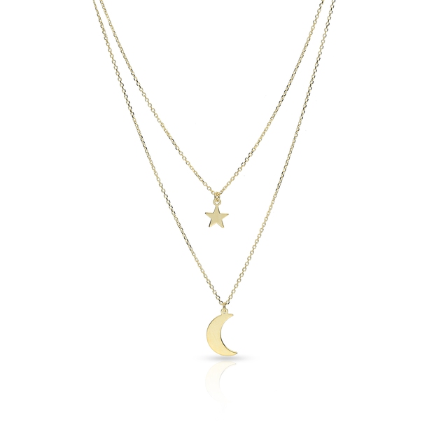 Naszyjnik złoty kaskadowy z motywem astralnym