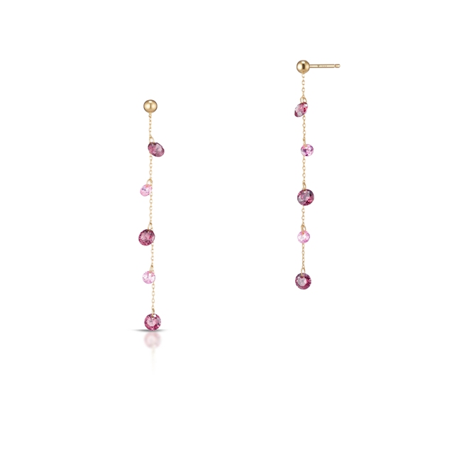 Kolczyki złote z różowymi cyrkoniami