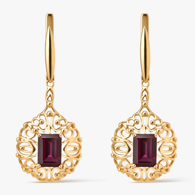 Kolczyki złote z rodolitem Royal Star